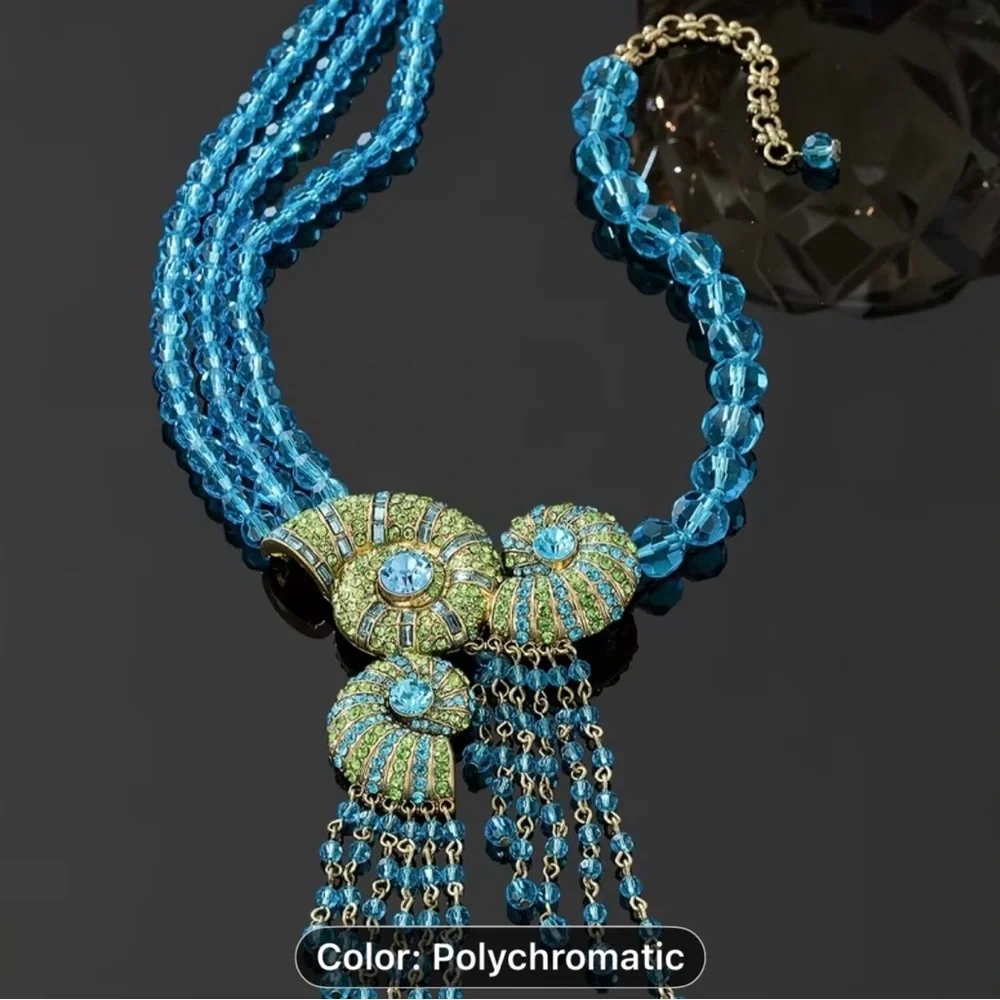Elegant Blue and Green Statement Necklace - Picture 3 of 5